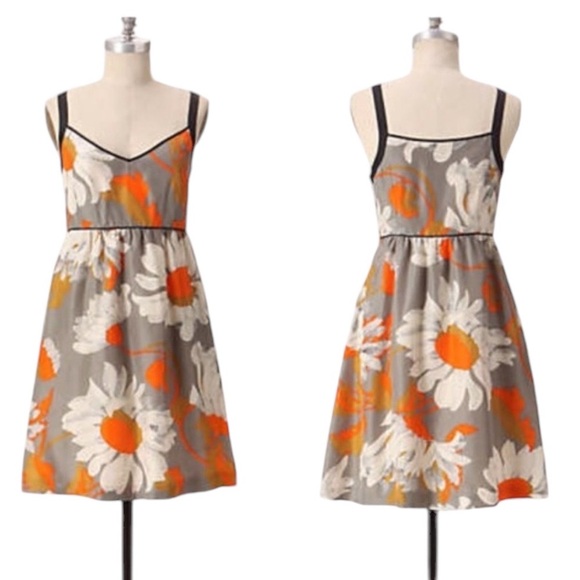 Anthropologie Moulinette Souers Grand Gazania Silk Floral Fit & Flare Dress - 2 - Picture 1 of 13